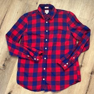 Womens J. Crew size small “boy fit” long sleeved soft cotton plaid flannel shirt